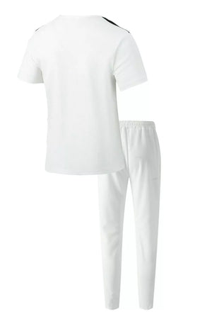 Men's Full Size Lace-up Front Top And Pants Set in Burgundy