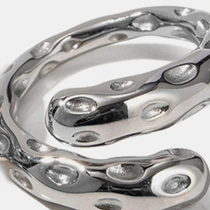 Silver bubble ring with textured surface and 18K gold plating detail.