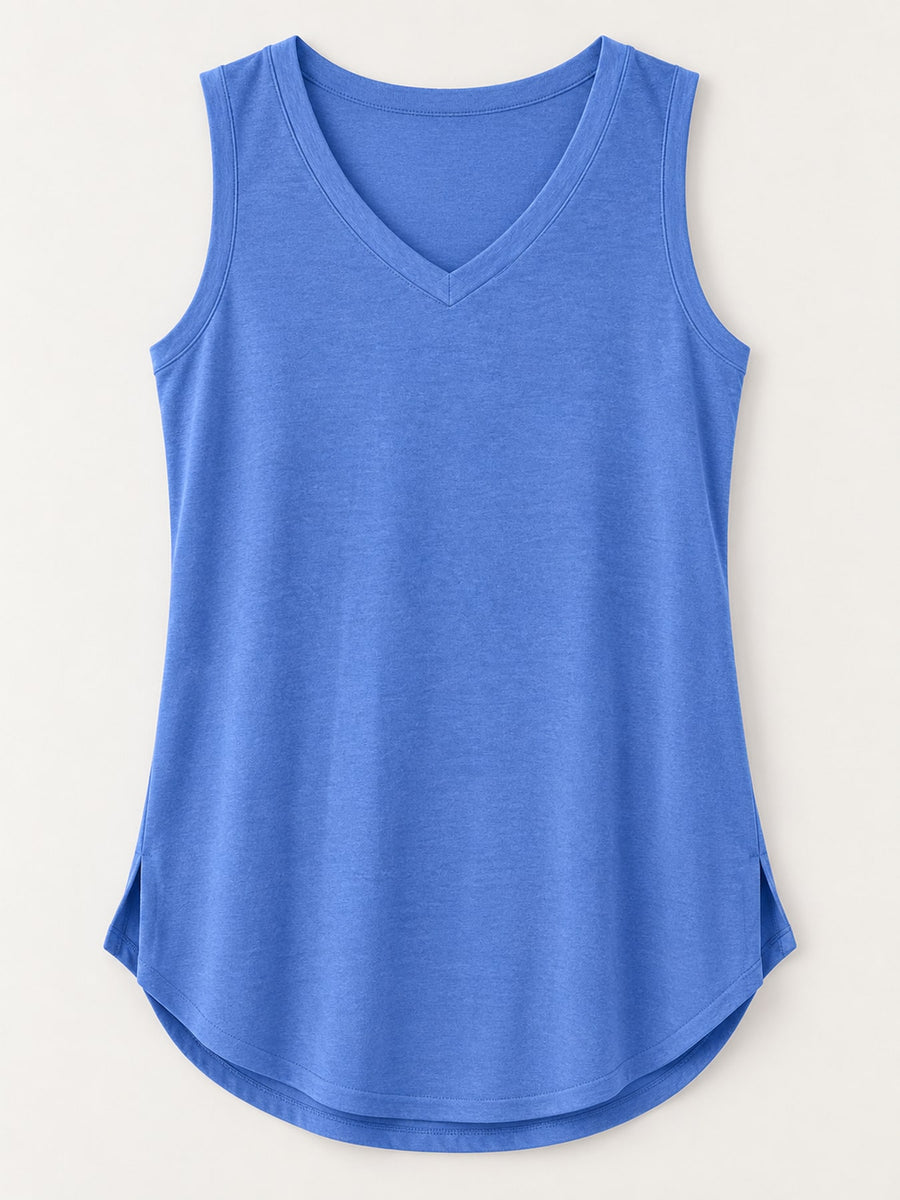 tank top in black with v-neck and sleeveless