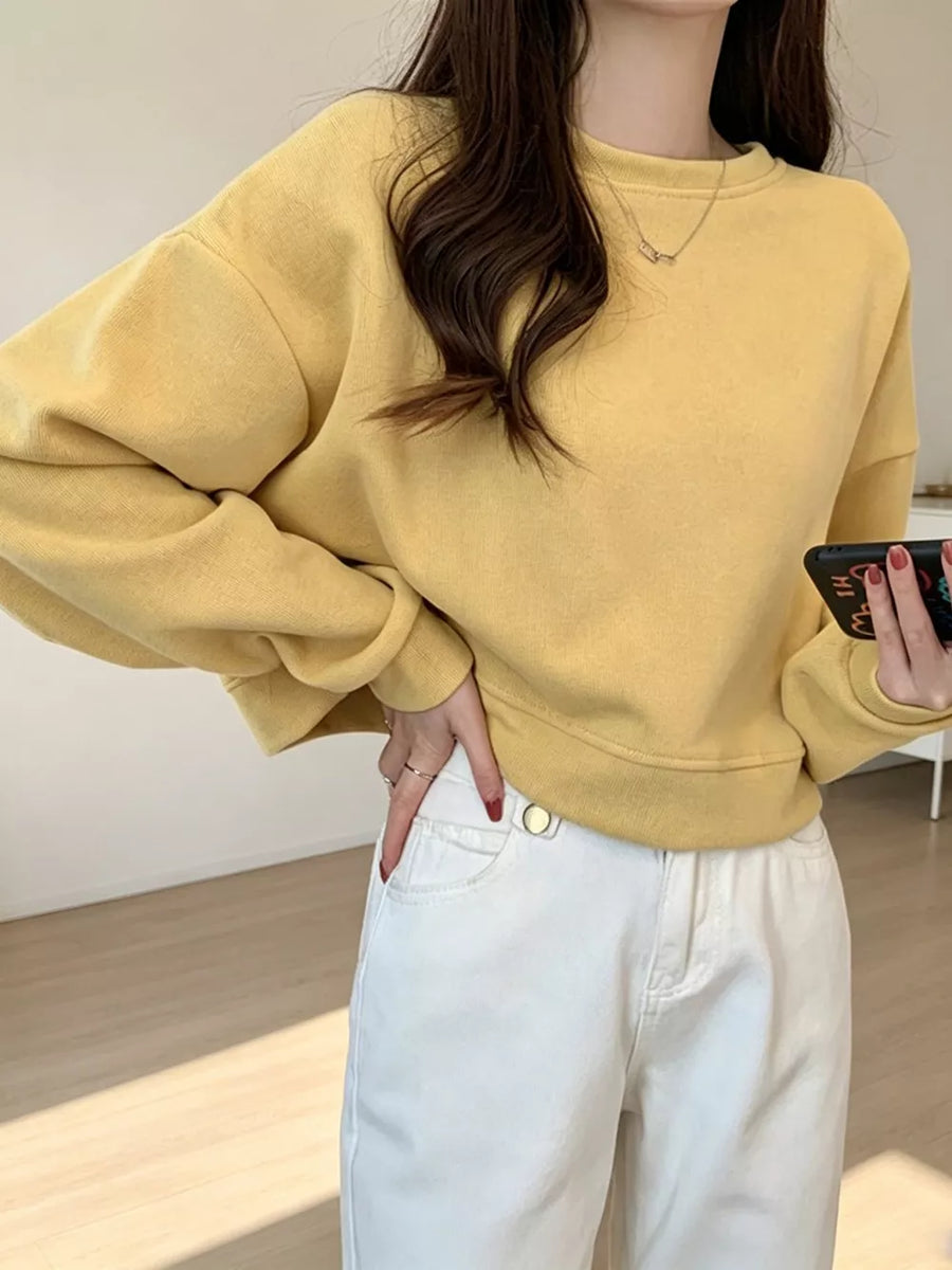 Crew Neck Drop Shoulder Sweatshirt in Gray