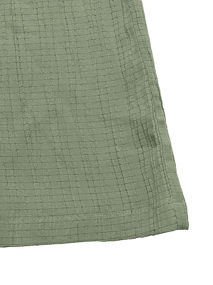 Tie waist wide leg jumpsuit in sage green with crinkled texture fabric.