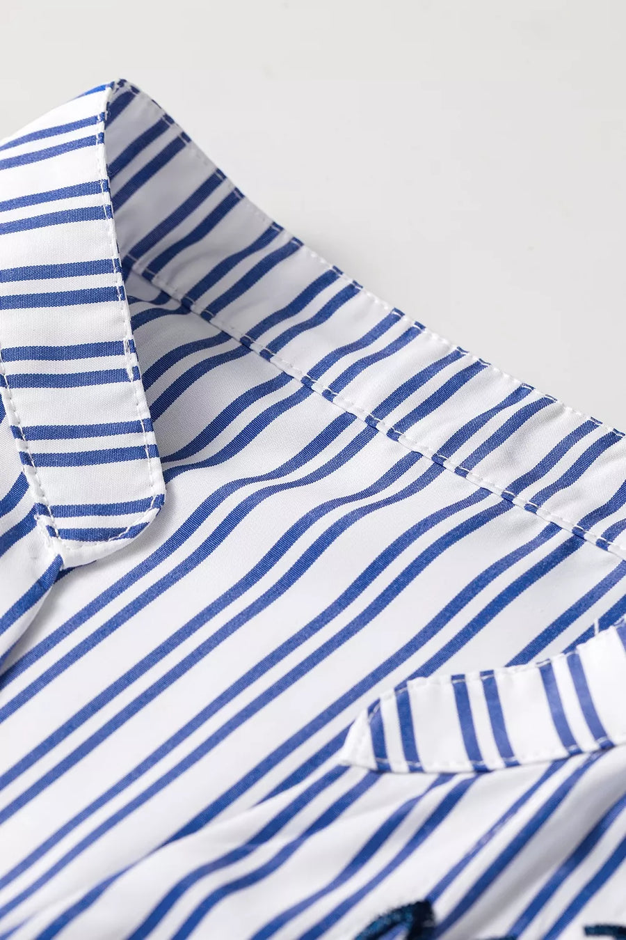 Stripe Embroidered Button Front Long Sleeve Shirt option 6