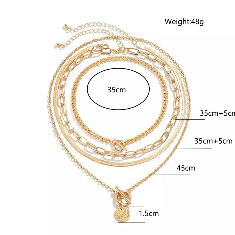 4-piece Layered Coin Pendant 18k Gold-plated Necklace option 5
