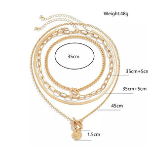4-piece Layered Coin Pendant 18k Gold-plated Necklace option 5