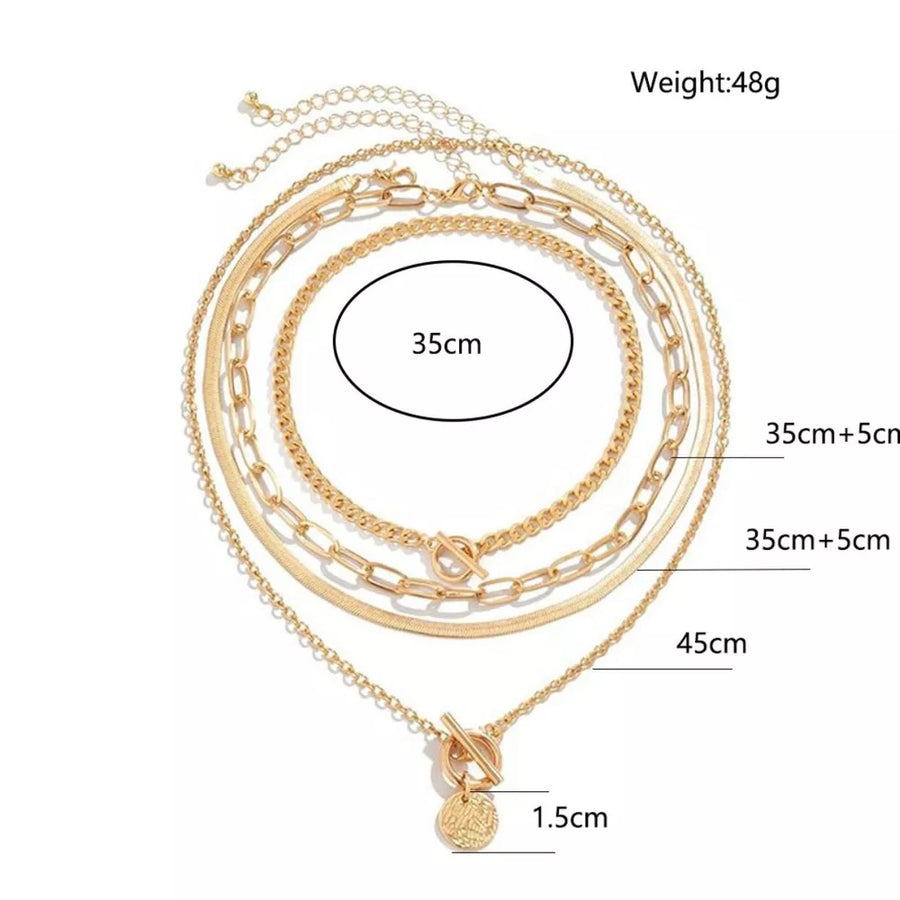 4-piece Layered Coin Pendant 18k Gold-plated Necklace option 5