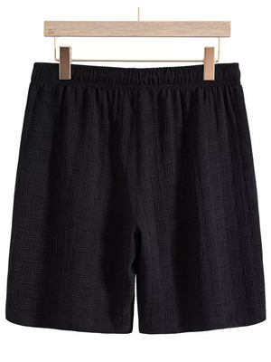 White with Men's Textured Drawstring Shorts in White