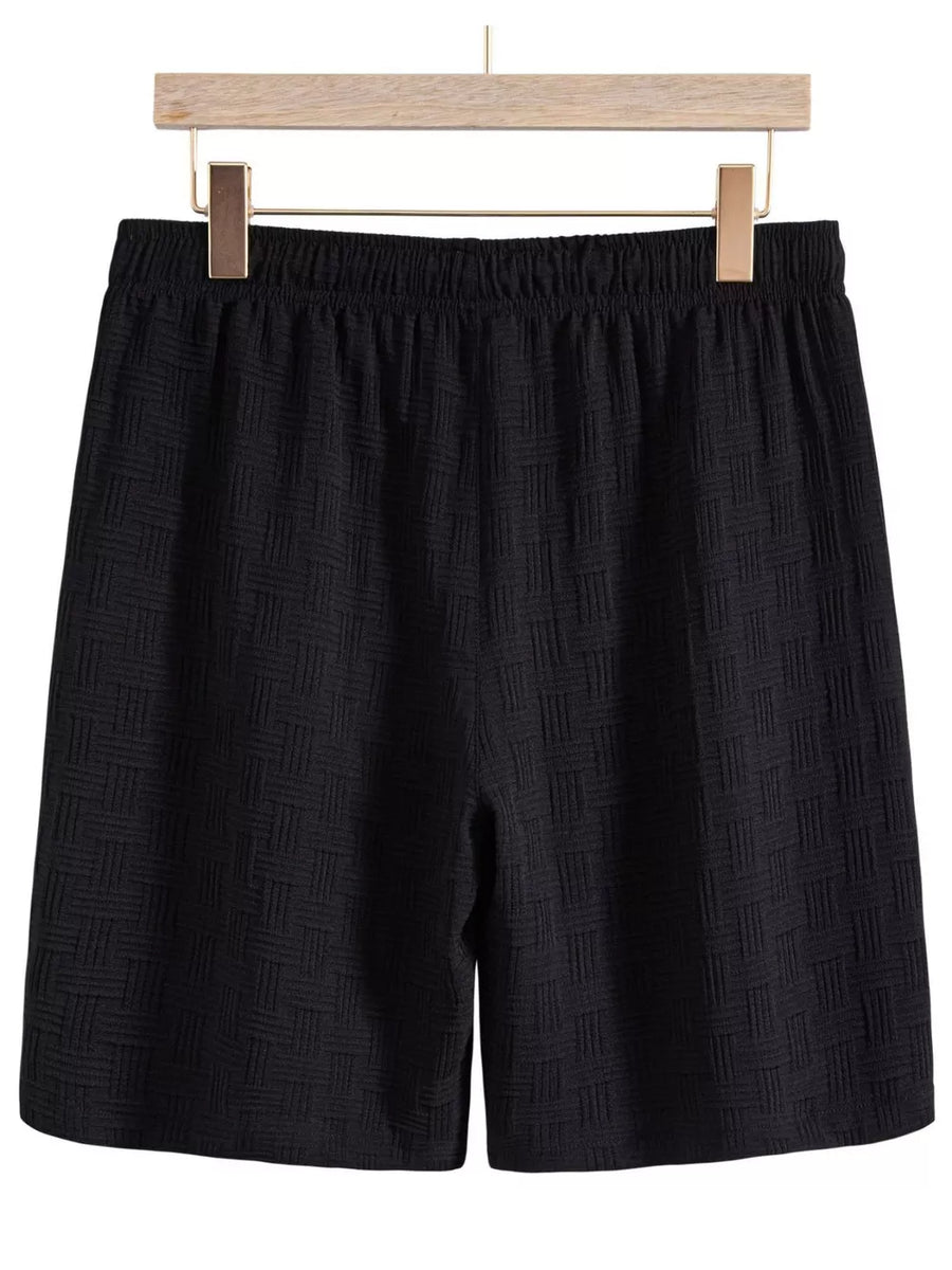 White with Men's Textured Drawstring Shorts in White