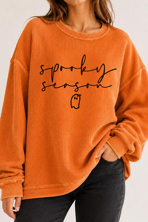 sweatshirt in Sherbet with graphic print and ribbed knit