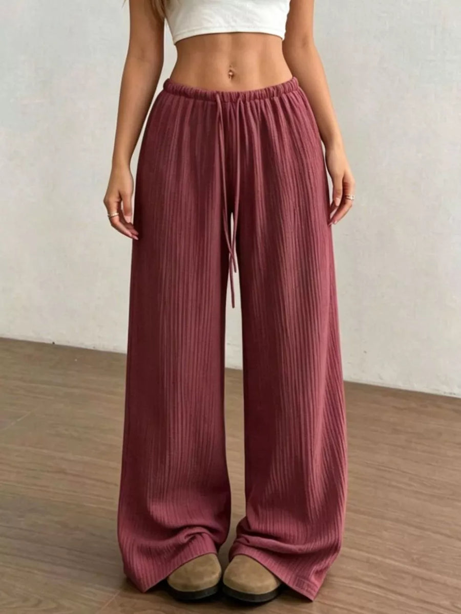 Wide-leg Drawstring Cotton Pants, view 11