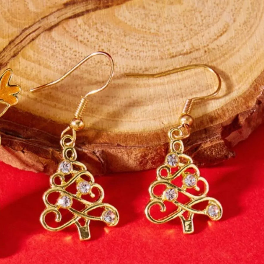 gold 18K Gold-Plated, Alloy, Rhinestone Care instructions: Avoid wearing during exerc earrings with christmas tree motif and