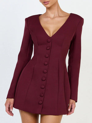 100% polyester Care instructions: Machine wash cold blazer dress in Light Blue with A-line silhouette