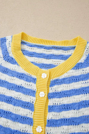 Button-down V-neck Knit Long-sleeve Top option 9