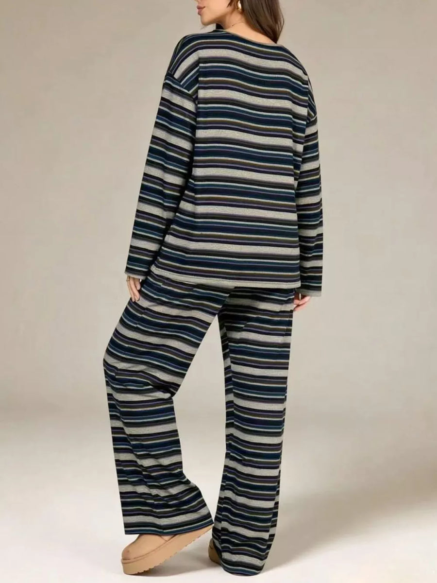 pajama set in taupe with long-sleeve and hip-length