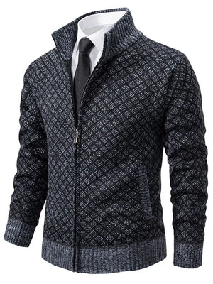 Men's Plus Size Textured Zip-up Cardigan in French Blue