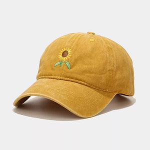 cap in mustard featuring embroidered and fitted fit
