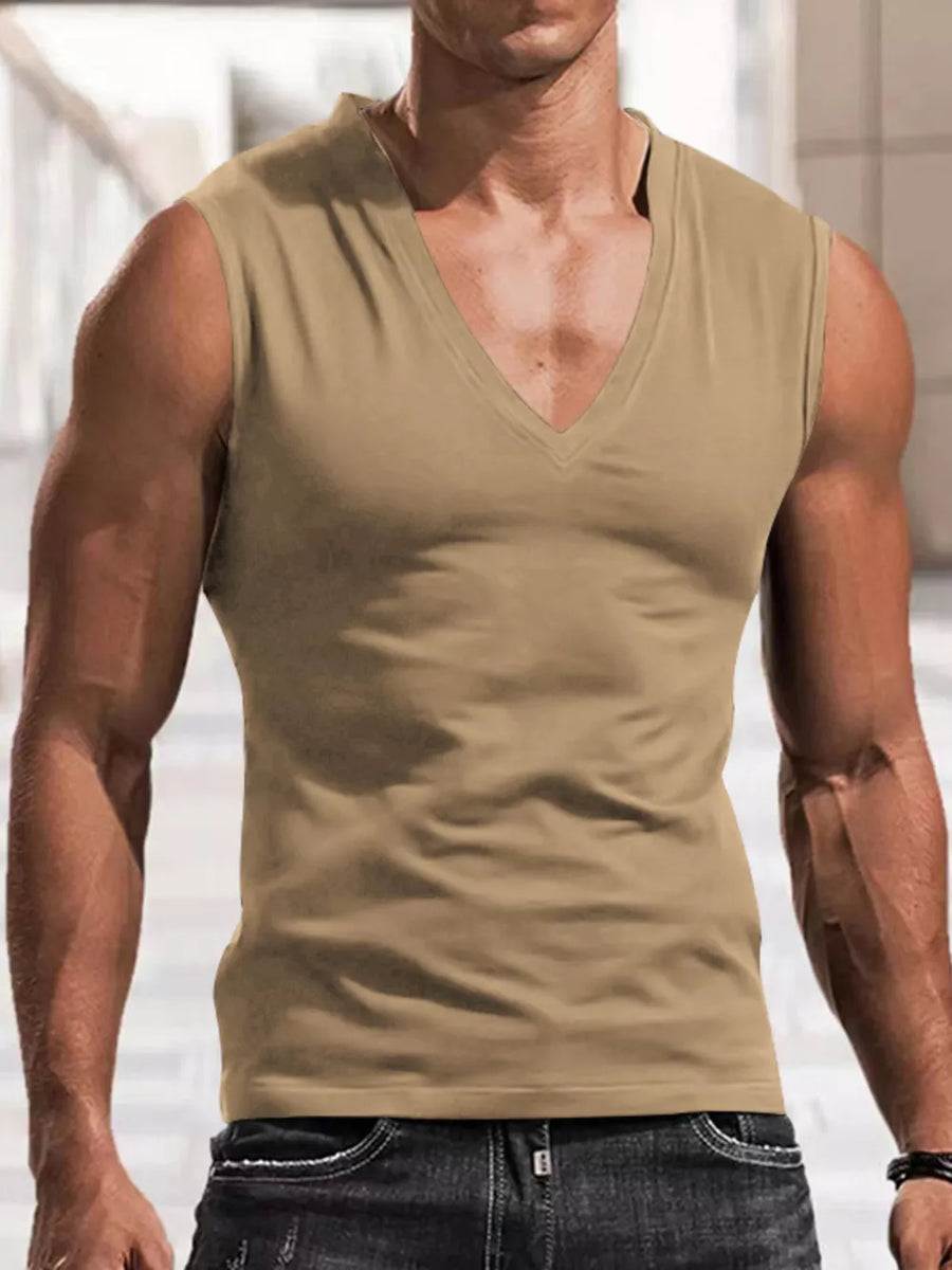 Khakis Men's Full Size V-neck Tank Top Plus Size
