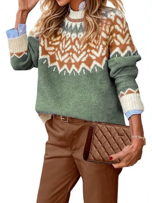 pullover sweater in White with Fair Isle and plus-size