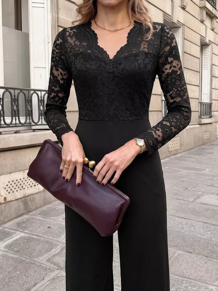 Black jumpsuit with full-length and back-zip