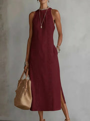 Sleeveless Lace Trim Midi Dress Plus Size in Yellow