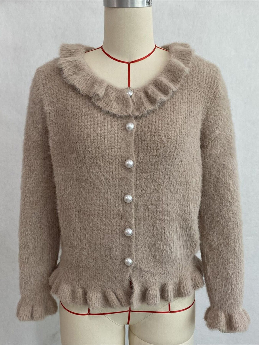 Brown regular cardigan with collared