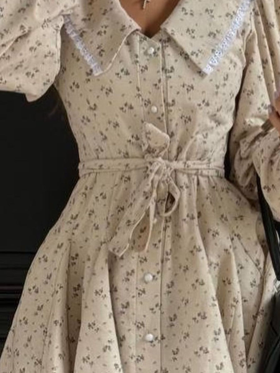 mini dress featuring ditsy floral in Beige with 100% polyester Care instructions: Machine wash cold texture