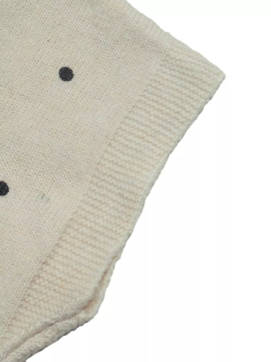 Polka Dot Short Sleeve Knit Sweater in Apricot with stretch