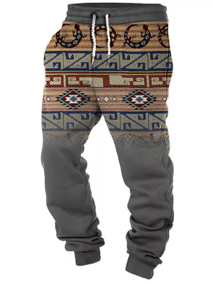 Dark Gray Men's Full Size Geometric Drawstring Joggers