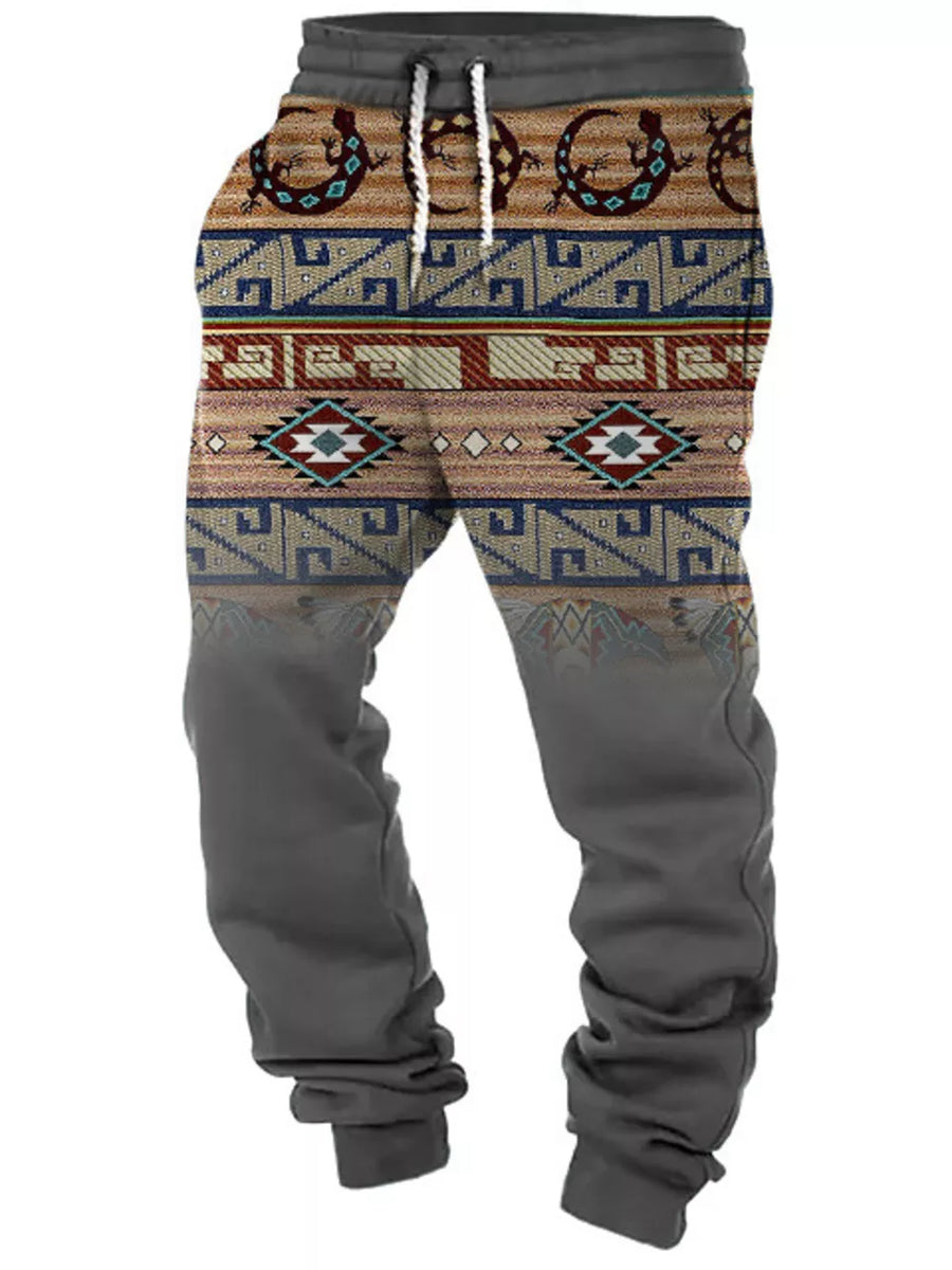 Dark Gray Men's Full Size Geometric Drawstring Joggers