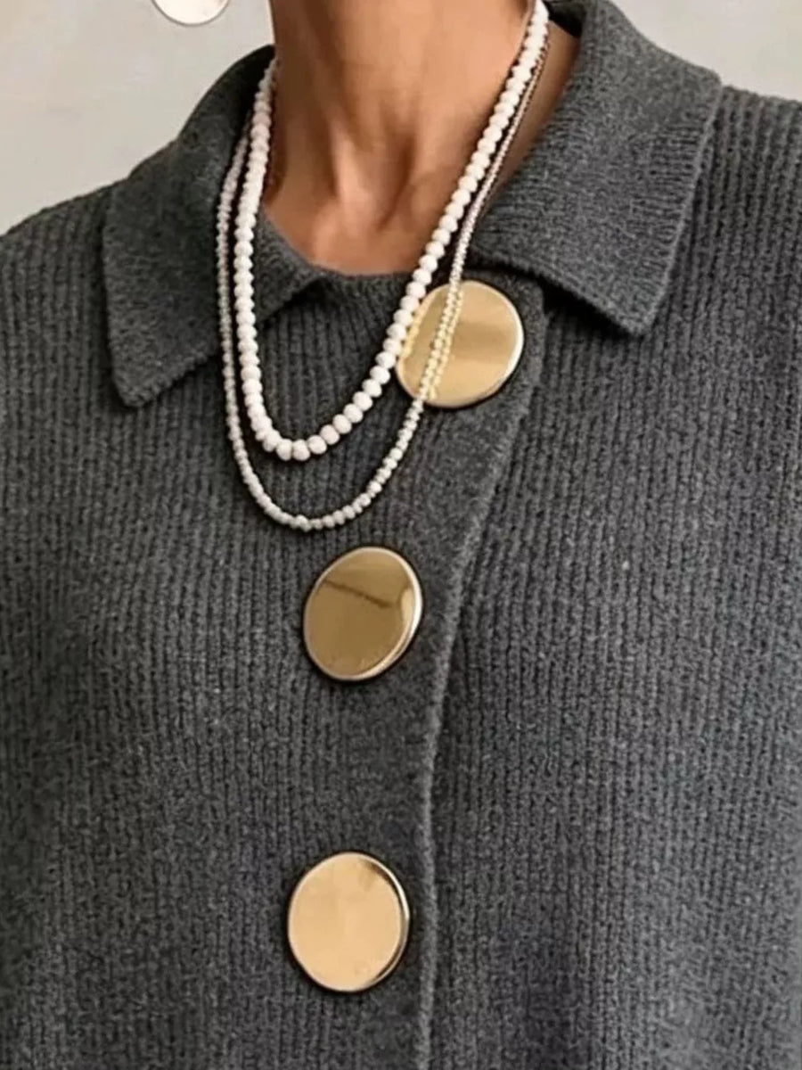 100% polyester Care instructions: Machine wash cold cardigan in Khaki with relaxed silhouette