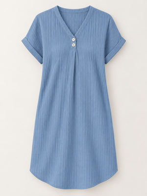Black relaxed midi dress with v-neck
