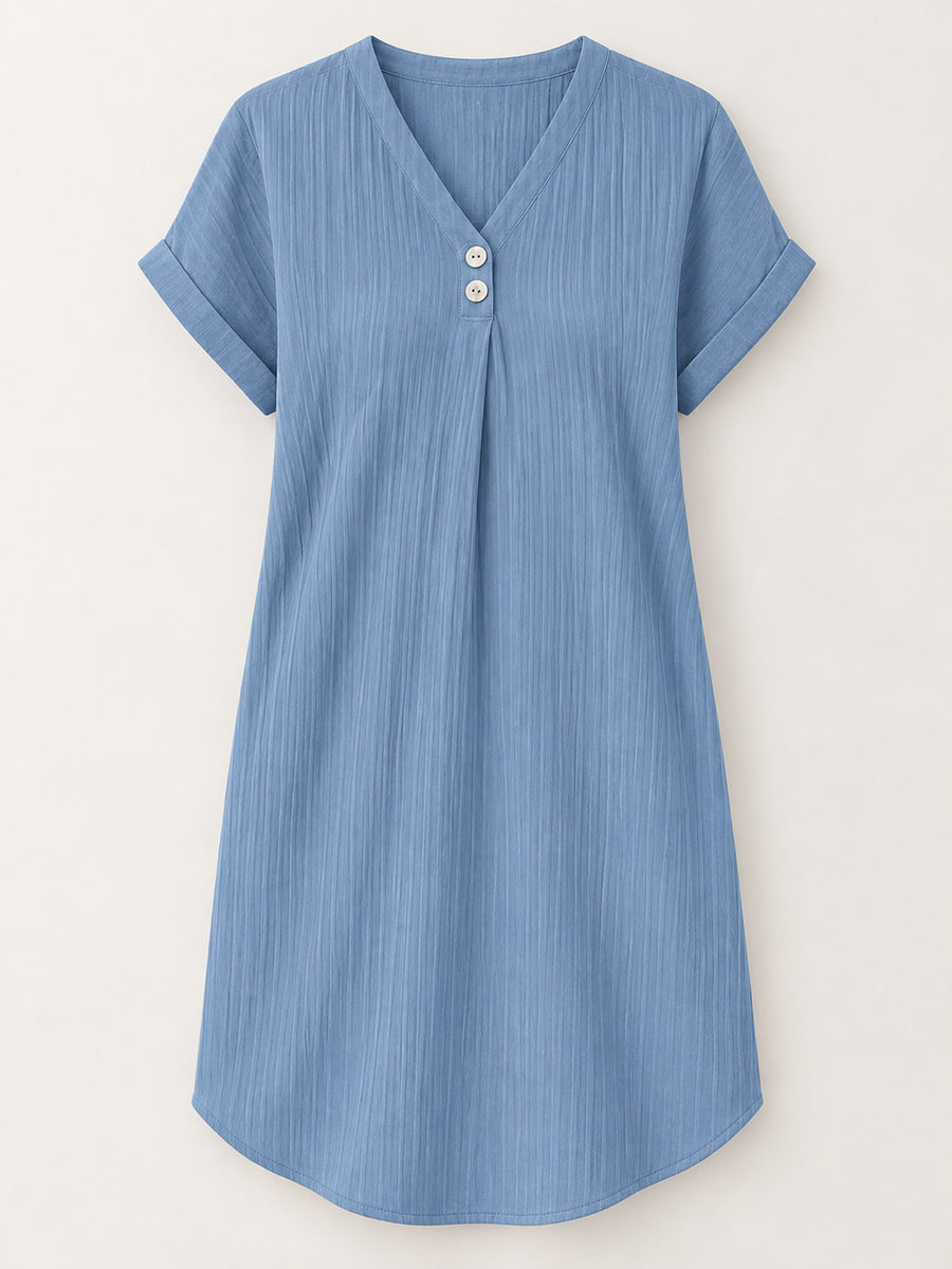 Black relaxed midi dress with v-neck