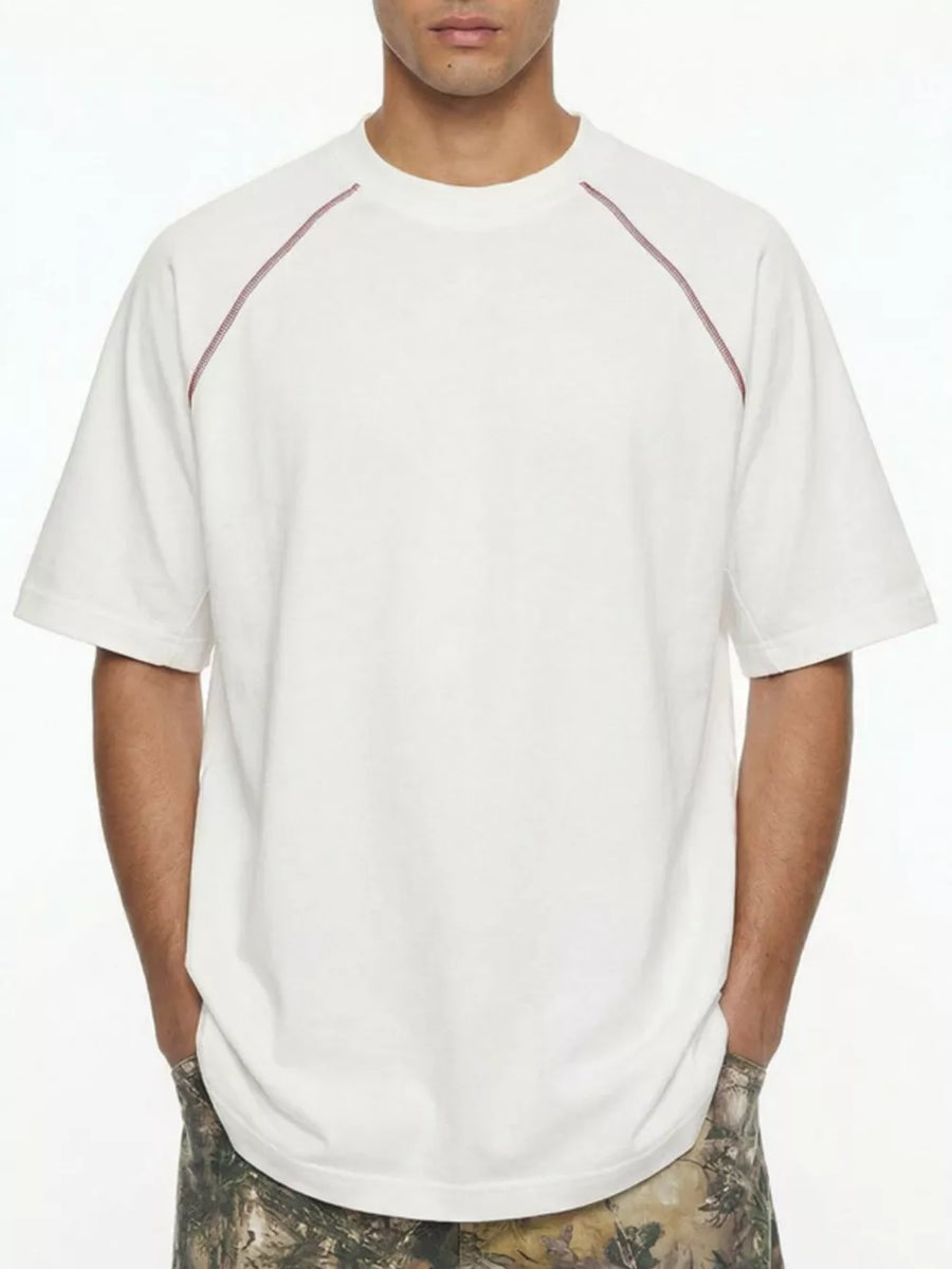 Men S Round Neck Short Sleeve T-shirt in White