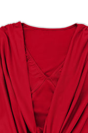 Ruched Cowl Neck Long Sleeve Mini Dress, view 15
