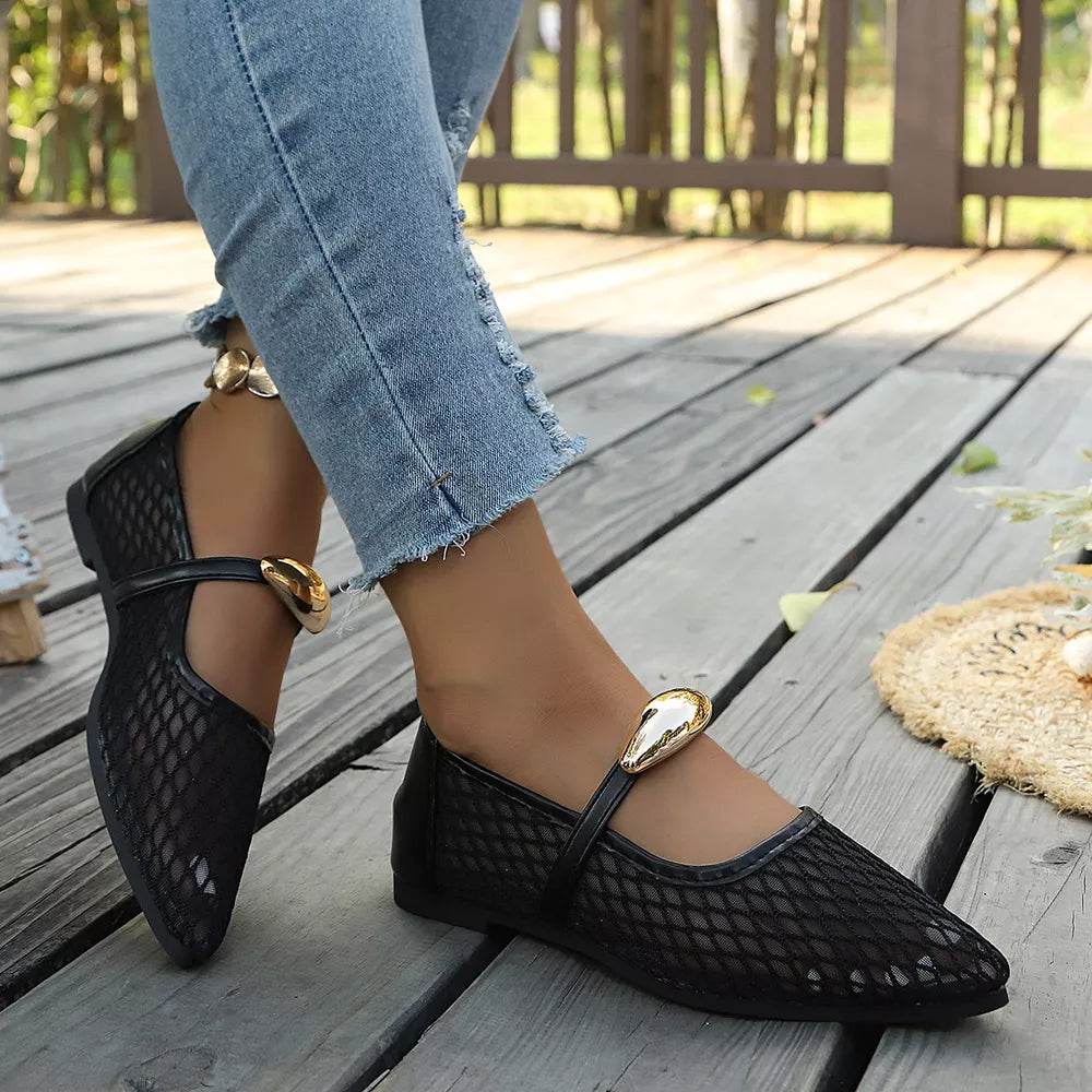 Black flats with not applicable and slip-on