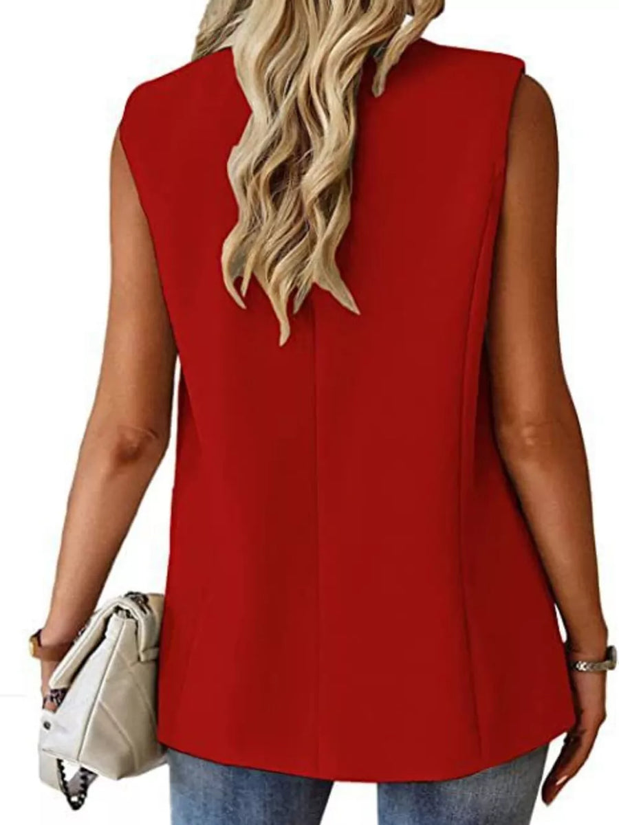 One Button Lapel Collar Vest Coat Plus Size in Dark Grey
