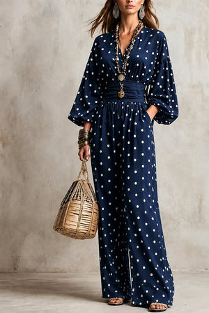 jumpsuit in Navy with pocketed and full-length