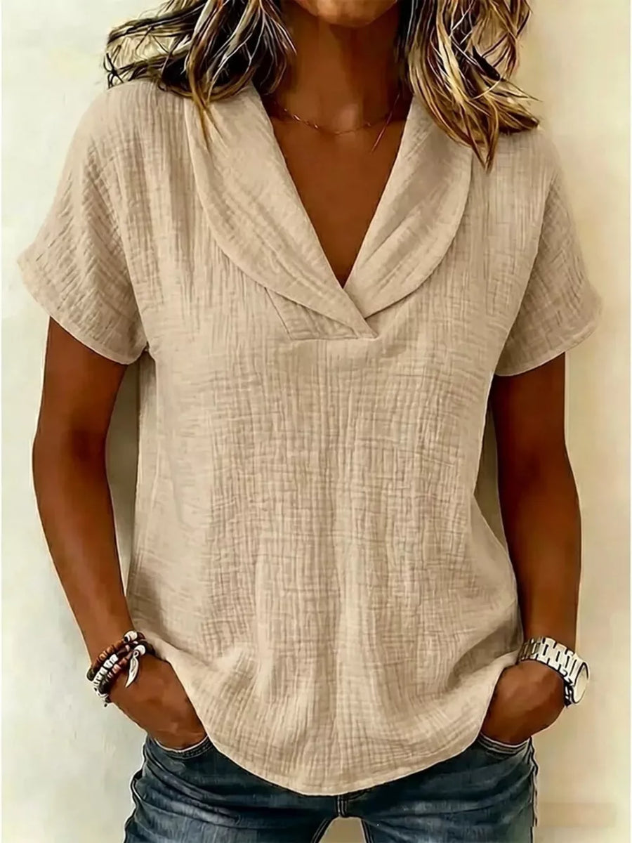 Sky Blue Textured Short Sleeve Plus Size Blouse