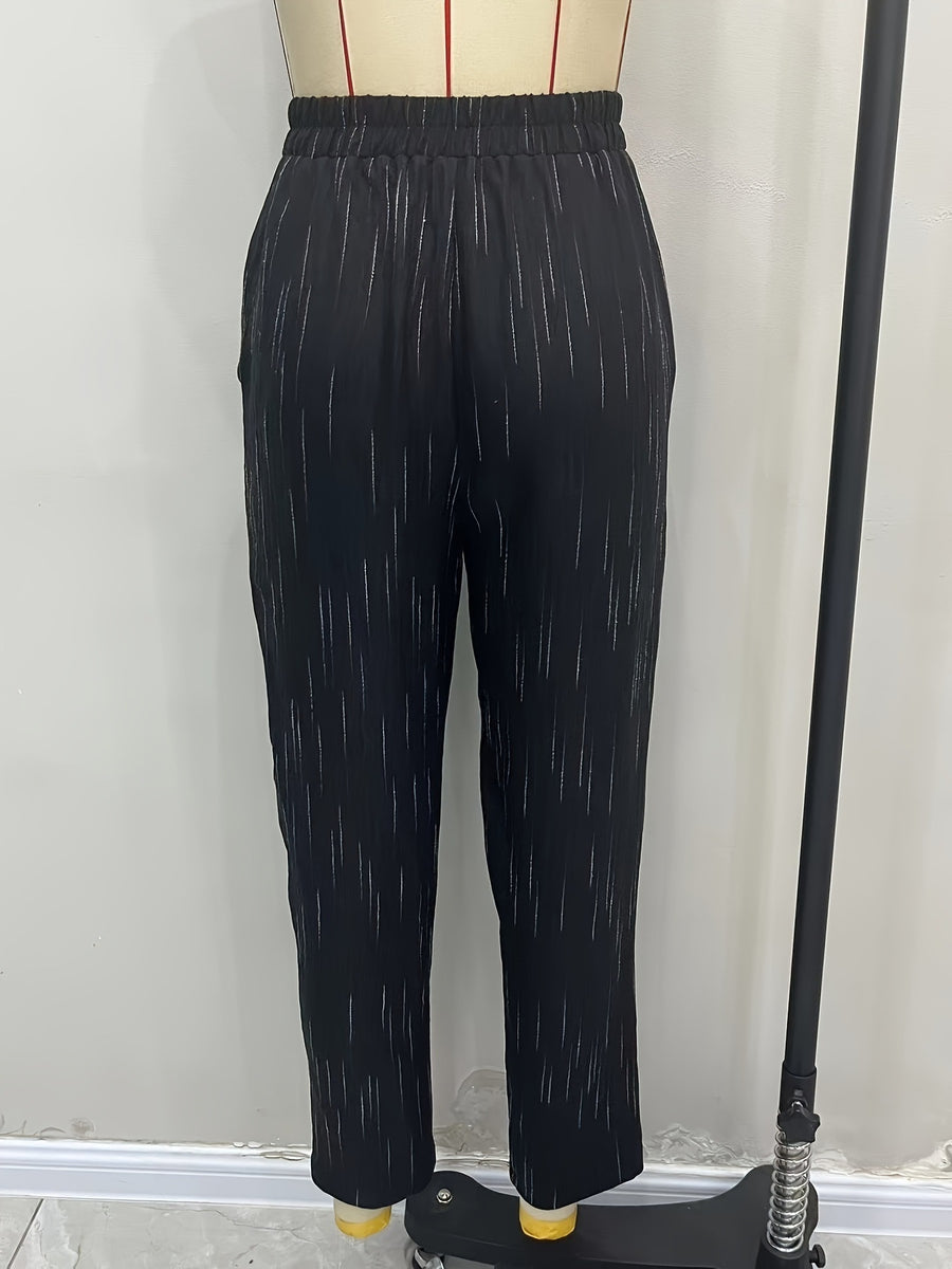 100% polyester Care instructions: Machine wash cold pants in Navy with loose silhouette