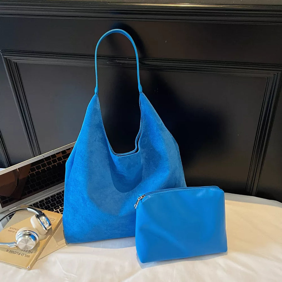 Yellow Solid Color Large Shoulder Bag