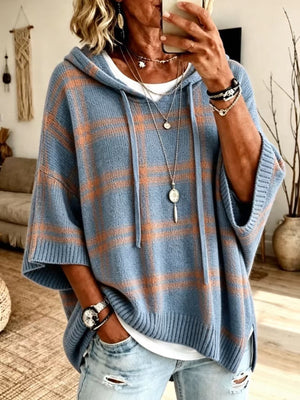 Black pullover sweater with pullover and plaid