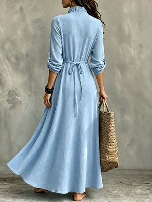 bohemian maxi dress in Dark Blue with v-neck
