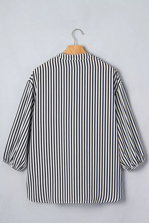 Striped Half Sleeve Button-up Shirt option 5