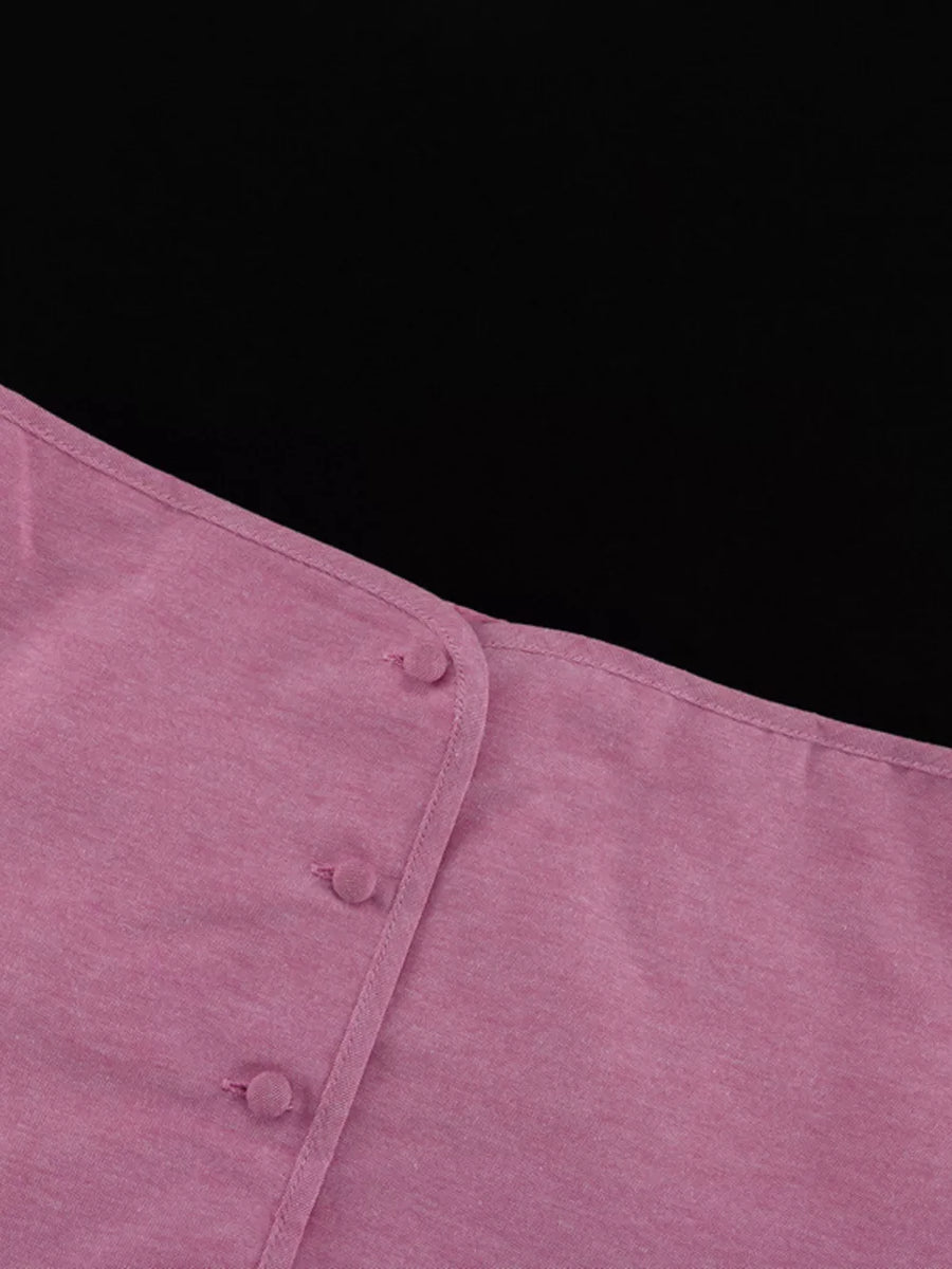 Pink knit top with button detail