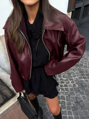edgy bomber jacket in Brown with collared
