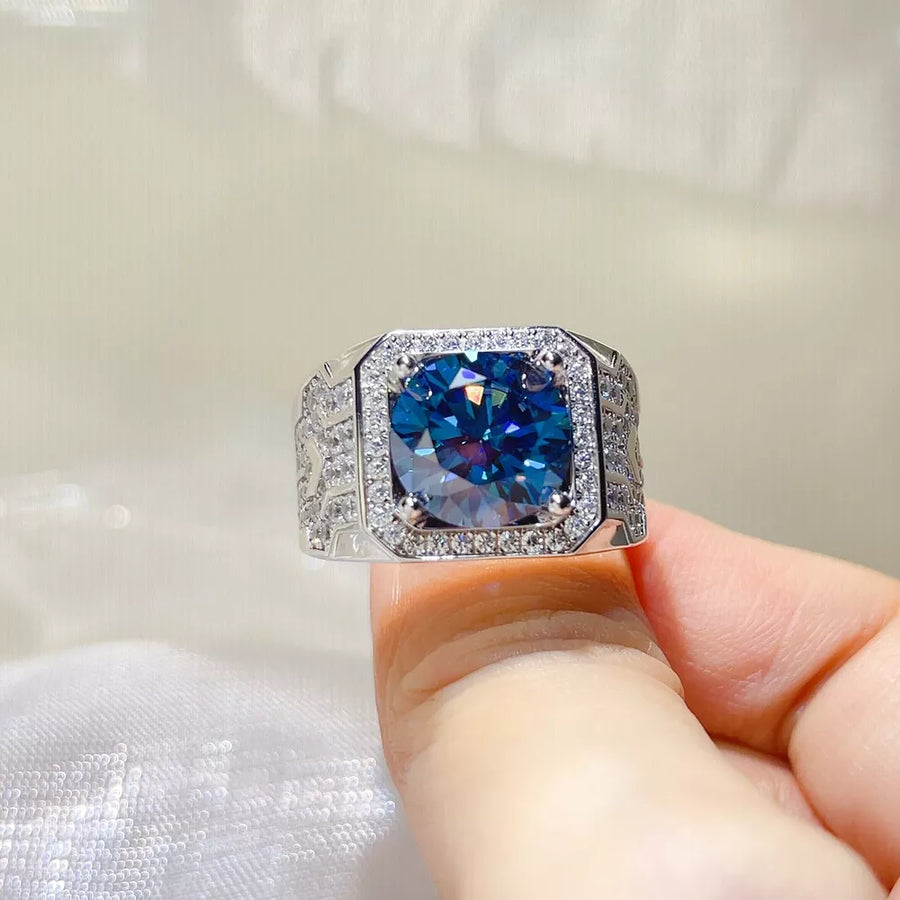 0.3 Carat Moissanite Sterling Silver Geometric Ring in this colorway