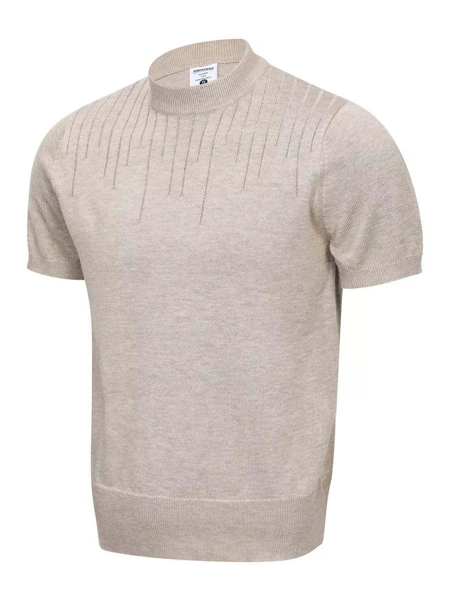 Light Gray with Men's Mock Neck Short Sleeve Knit Top