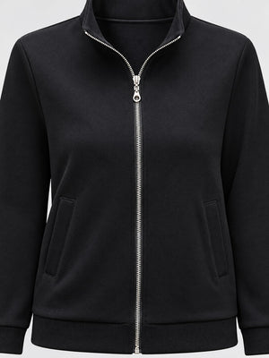 cream regular sweatshirt with mock neck