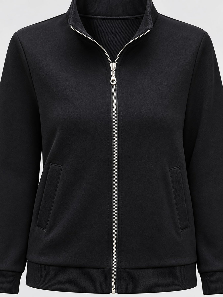 cream regular sweatshirt with mock neck