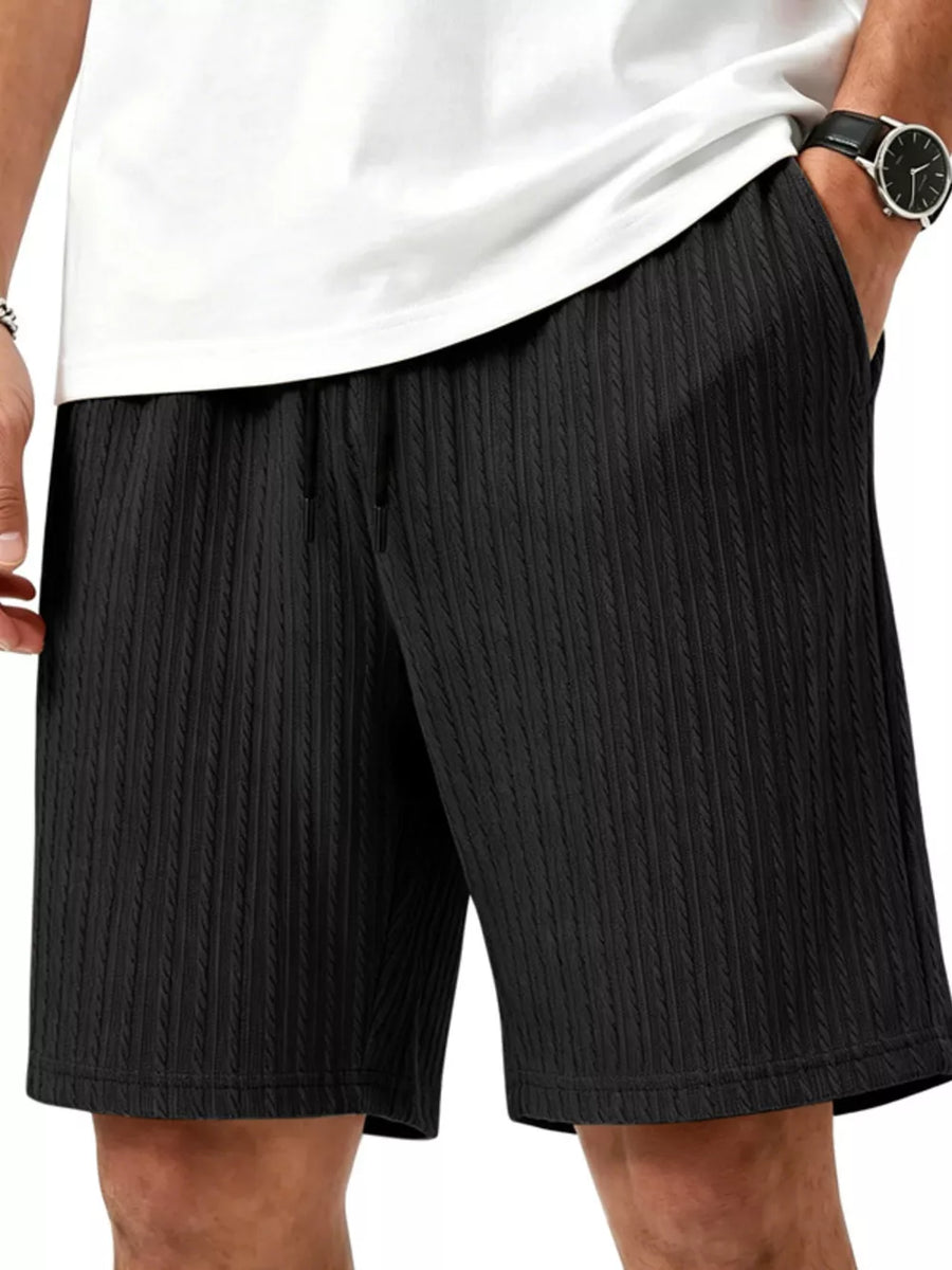 athletic shorts in White with textured and drawstring waist