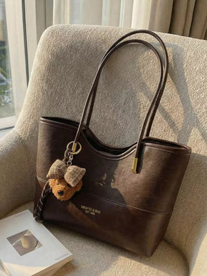 Pu Leather Shoulder Bag in Brown